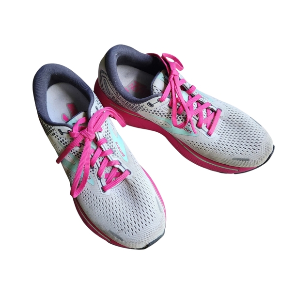 Brooks Ghost 14 Women's 8M Gray & Hot Pink Running Jogging Sneaker Shoe Athletic - Picture 2 of 12